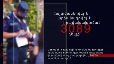 Ստուգումներով հայտնաբերվել է օրինախախտման 3089 դեպք, խախտումների ընդհանուր թիվը 80575 է