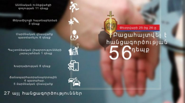 Փետրվարի 25-26-ը բացահայտվել է հանցագործության 56 դեպք