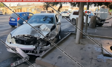 Երևանում բախվել են Mercedes-ն ու VAZ 2121-ը․ Niva-ն բախվել է բետոնե սյուներին․ կան վիրավորներ