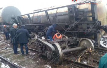«Հարավկովկասյան երկաթուղու» բեռնատար գնացքի վագոններից մեկը կողաշրջվել է