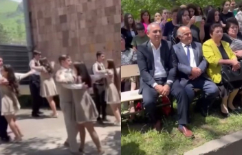 Սյունիքի Վերիշեն բնակավայրի ավագ դպրոցի վերջին զանգը՝ ժամանակավոր մասնաշենքում. գյուղում նորն է կառուցվում