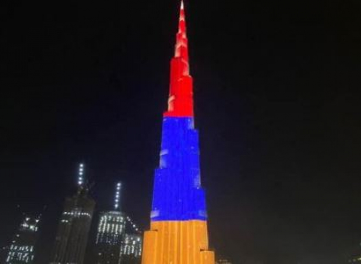 Դուբայի Բուրջ Խալիֆան լուսավորվել է Հայաստանի ազգային դրոշի գույներով