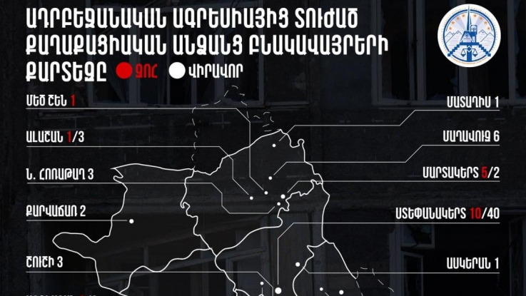 Ադրբեջանական ագրեսիայից տուժած քաղաքացիական անձանց բնակավայրերի քարտեզը