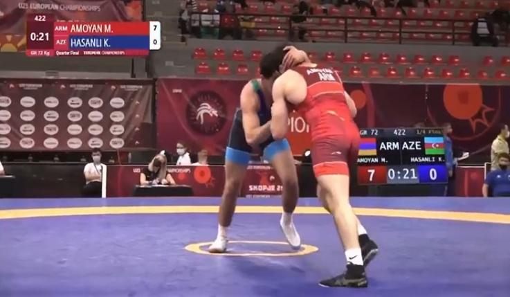 Մ23 ԵԱ. Հայ ըմբիշ Մալխաս Ամոյանը 7:0 հաշվով ջախջախել է ադրբեջանցի մարզիկին