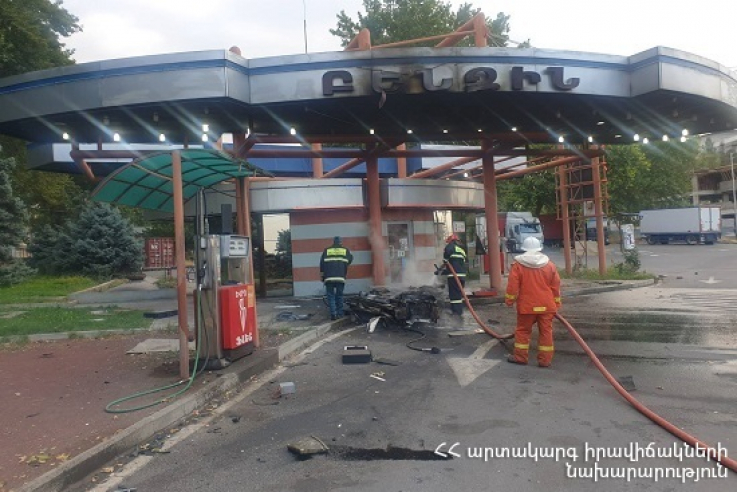 Բախման հետևանքով բենզալցակայանում հրդեհ է բռնկվել