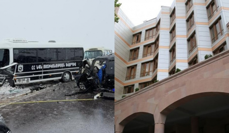 «Նիսսան»-ը հանդիպակաց գոտում բախվել է ՆԳՆ ոստիկանության գվարդիայի ավտոբուսին. ՔԿ